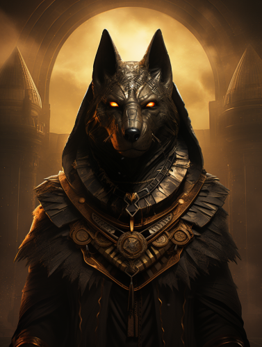 Egyptian God Anubis with Pyramids