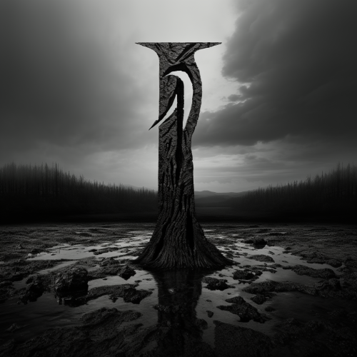 Black rune on pure white background