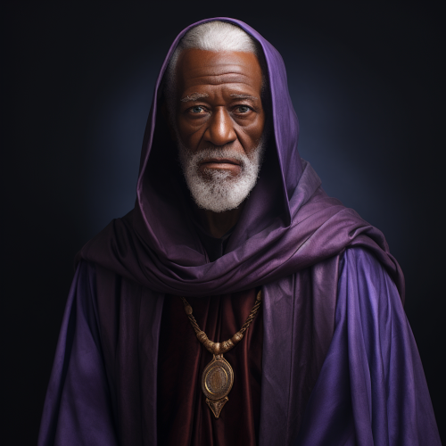 Elderly Elven Male in Purple Priest Robes