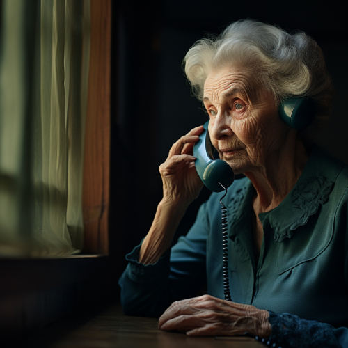 Elderly lady talking on telephone