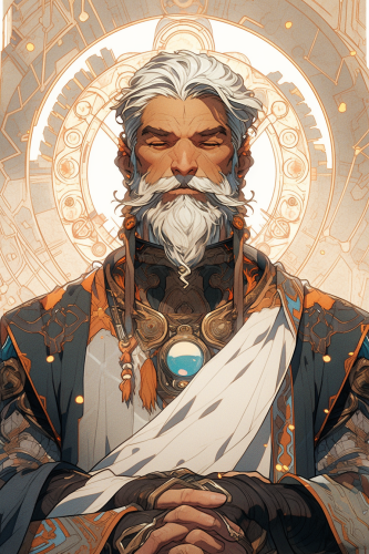 portrait of elderly nobleman in futuristic scifi style