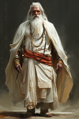 Detailed Illustration of Elderly Noble Aristocratic Man