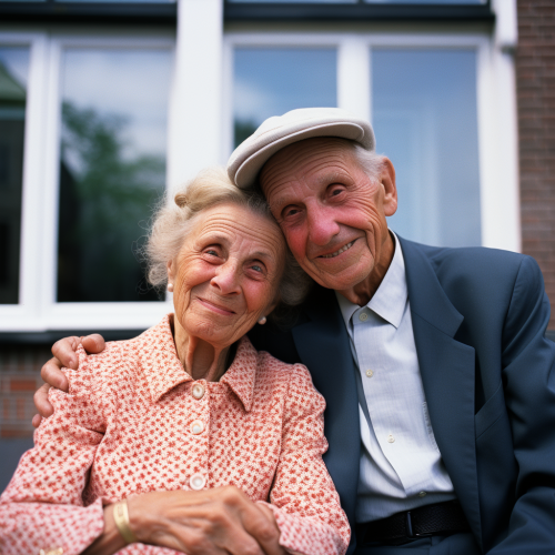 Realistic elderly Dutch couple at home
