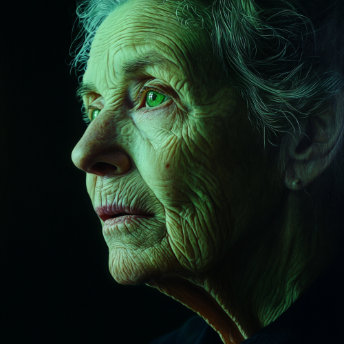 Elderly woman's face memories emotions