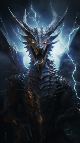 Detailed electric dragon flying in the sky