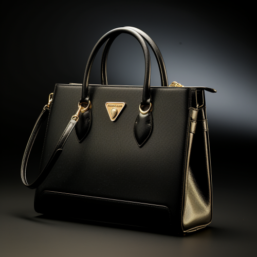 Elegant black women's handbag with gold Maserati logo