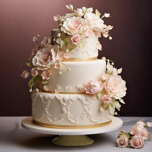 Three-tiered Elegant Floral Cake