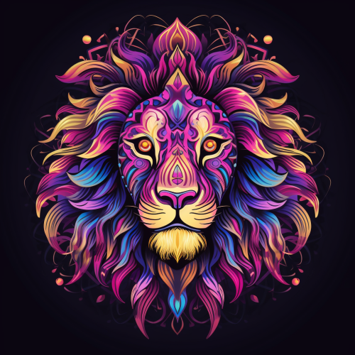 Vibrant Lion Mandala Artwork