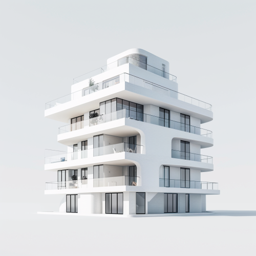 White minimalist apartment building