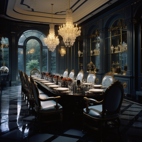 Elegant dining room with luxurious tableware Elegant dining room with luxurious tableware