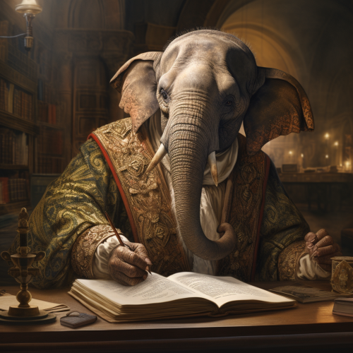 AI-generated image of an elephant playing Othello