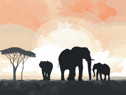 Simplistic Elephant Silhouettes in Pastel Shades