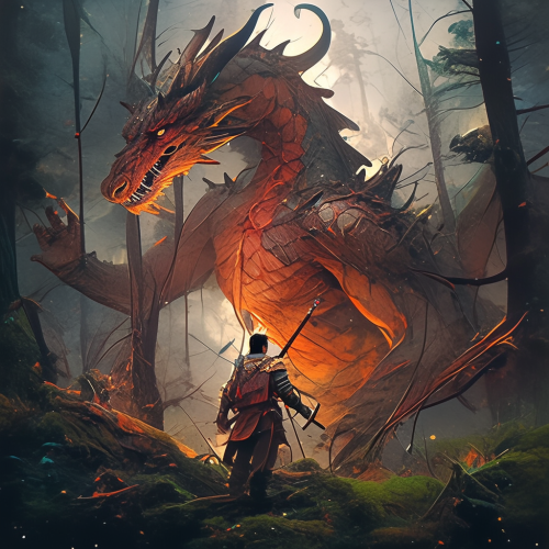 Mystic wood elf warrior training majestic forest dragon