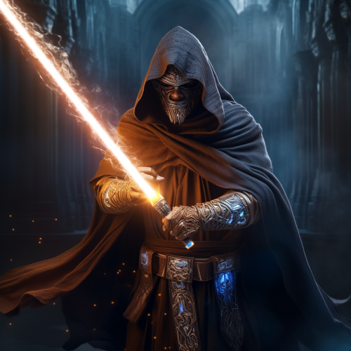 Powerful Jedi using lightsaber in the Force