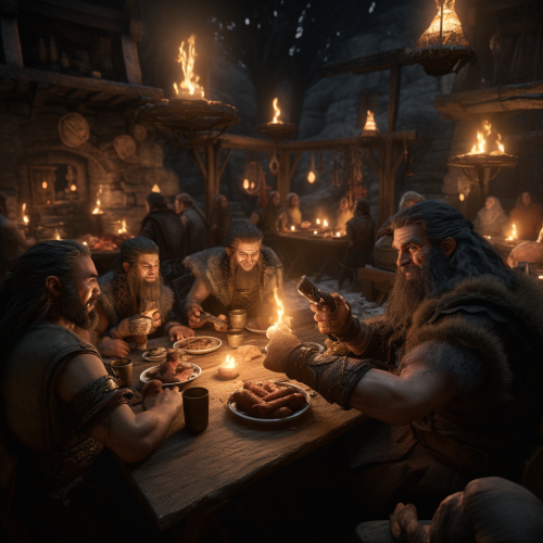 Elves and Dwarfs enjoying dinner together