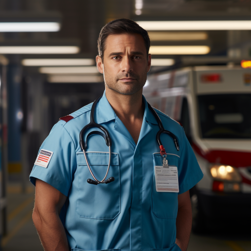 Emergency medicine doctor in UK treating patient