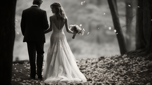 Bride and her father walking on wedding day