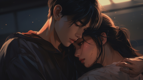 Emotional goodbye with evident love