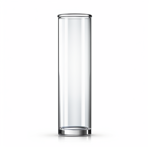 Empty glass vial on white background