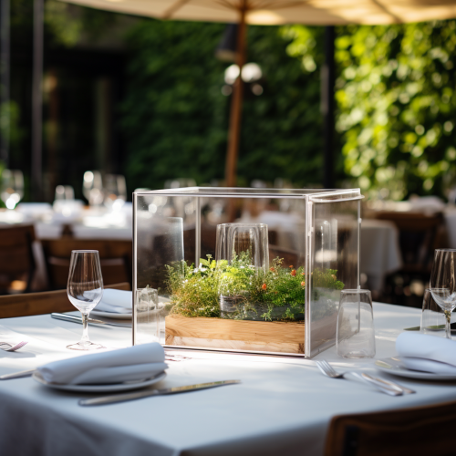 Empty Transparent Box in Garden