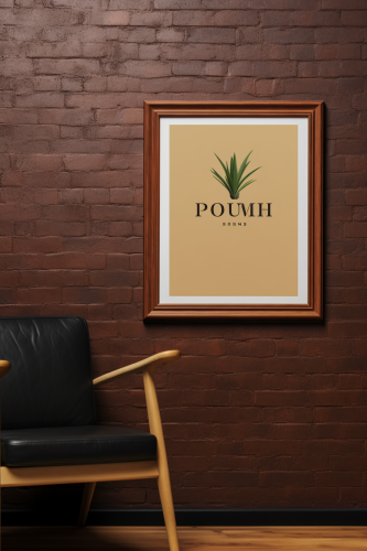 Empty Wooden Picture Frame Poster Mockup