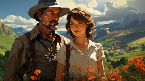 Sad Farmer Searching for Missing Chicken