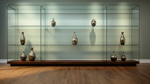 Glass display case with mankind's invention