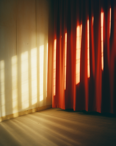 Serene empty room with cinematic lighting