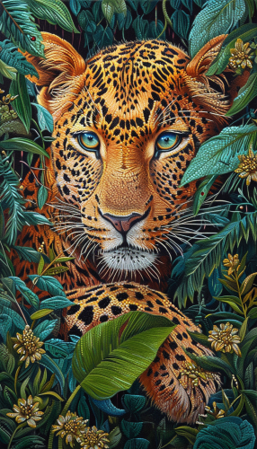 Enchanted Safari Leopard Print Acrylic Painting