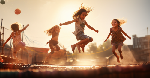 Children having fun playing energetically