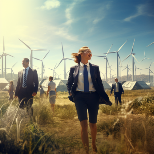 Energy managers discussing renewable options