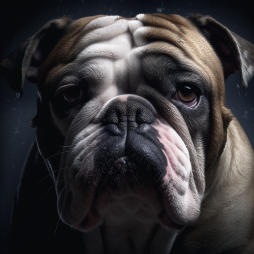 English bulldog as dark thunder cloud