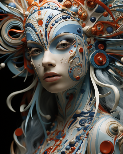 Enigmatic alien goddess in futuristic outfit