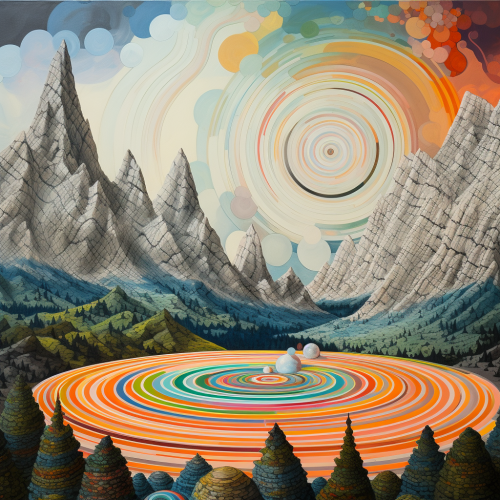 Epic artwork with mountain and ring references