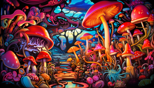 Vibrant Sunset Landscape with Unique Desert Flora