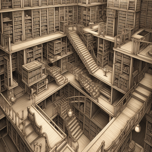 Library in Escher style