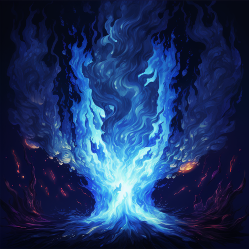 Ethereal blue fire pixel art