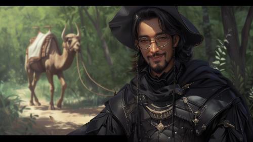 Smiling European Man with Black Hair and Beard