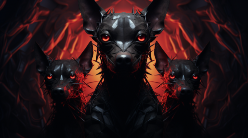 Two-headed Evil Dog in Dark Environment