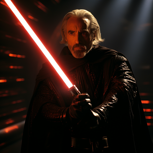 Count Dooku ignites red lightsaber in Excalibur