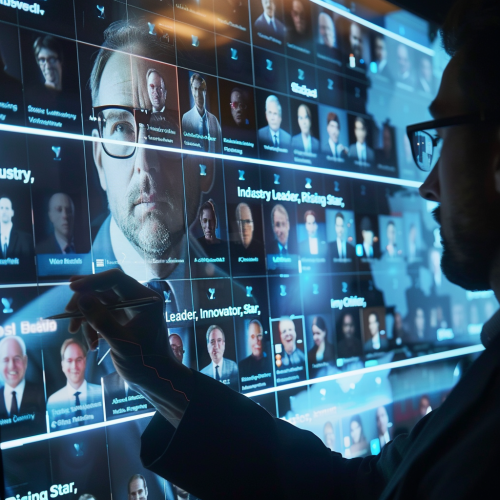 Consultant examining LinkedIn Profiles on Screen
