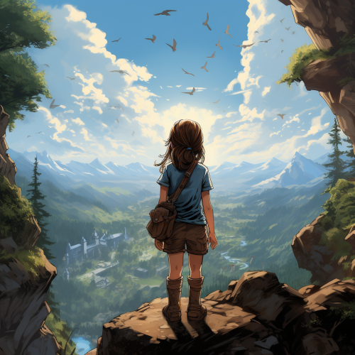 Child with Baby Griffin in Meadows