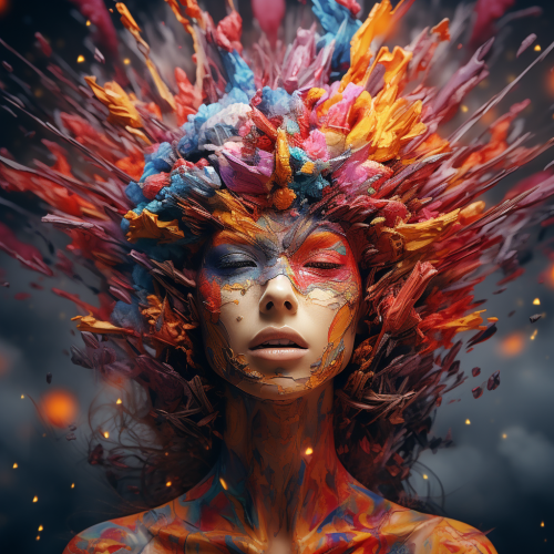 Vibrant explosion of pixels in surreal art