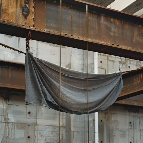 Fabric attached to steel beam