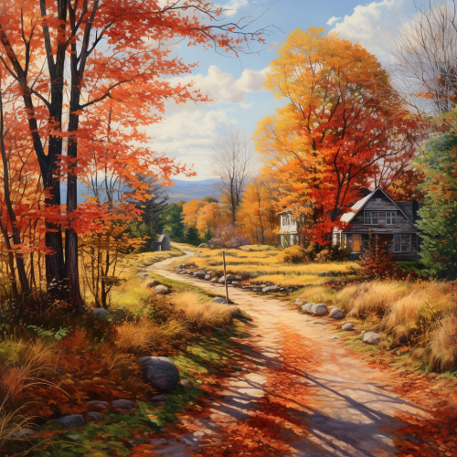 Realistic Fall New England Landscape