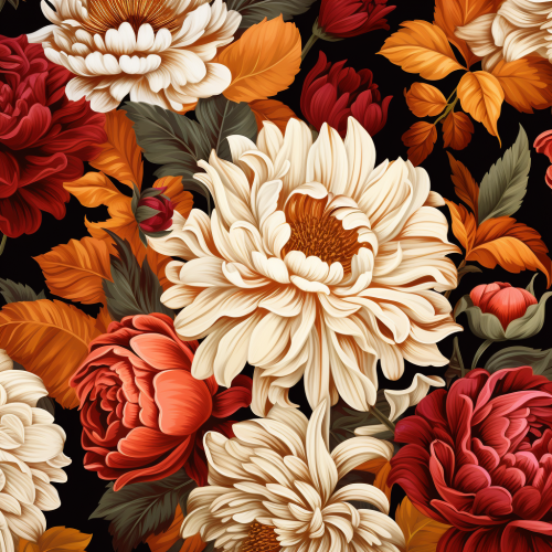 Fashionable fall florals on fabric