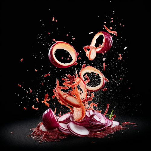 Crispy Red Onion Rings on Black Background