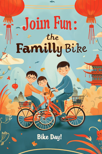 Chinese family biking event poster