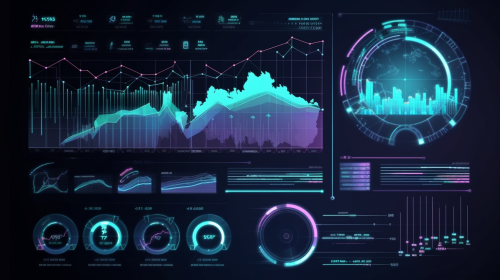 Futuristic financial report with analytics charts