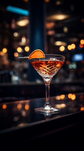 Fancy cocktail at night in restaurant